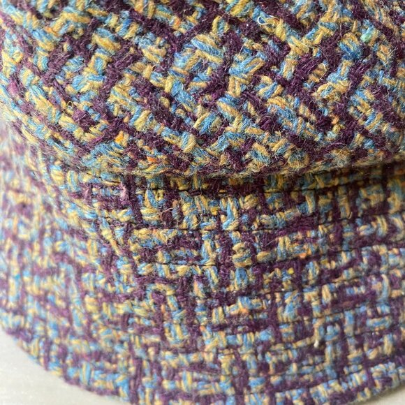 Betmar NY Purple Tweed Wool Blend Woven Bucket Hat Rhinestone Y2K classic Preppy - Picture 7 of 11